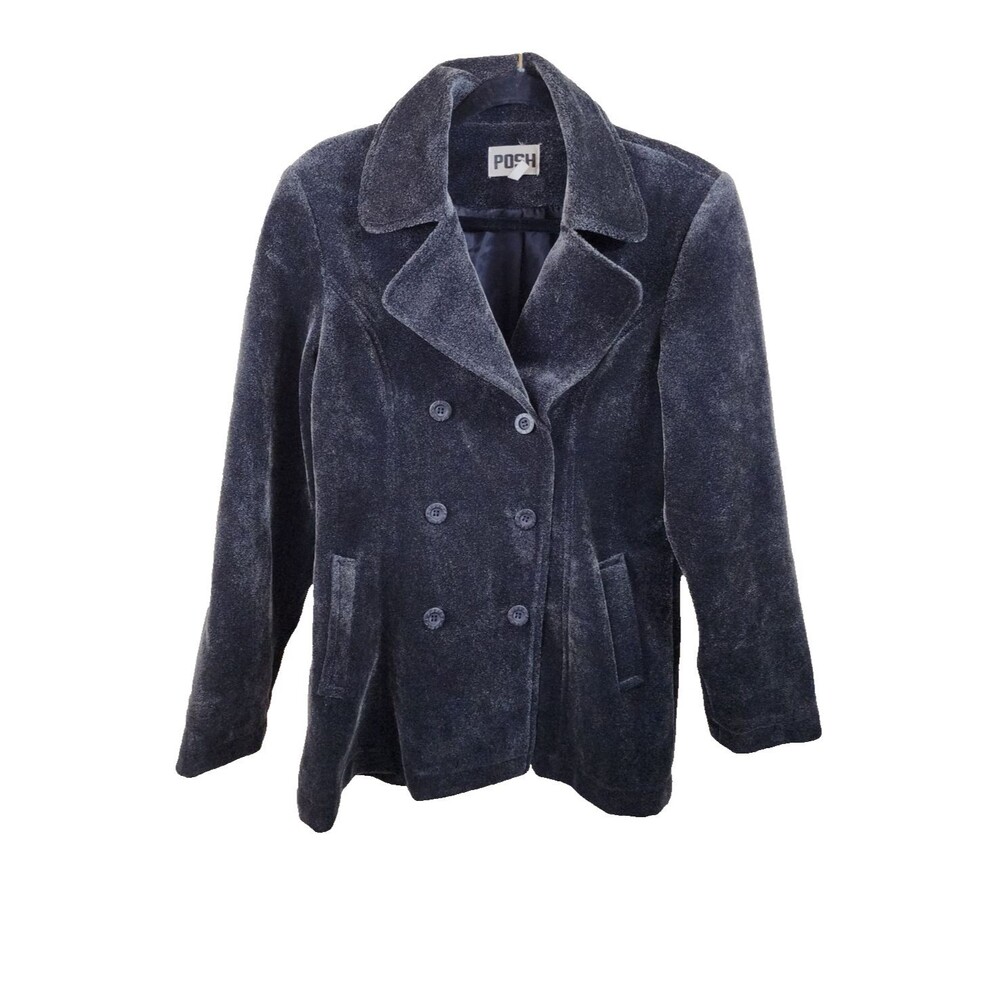 Vintage Posh Womens S Black Tweed Double Breasted Peacoat